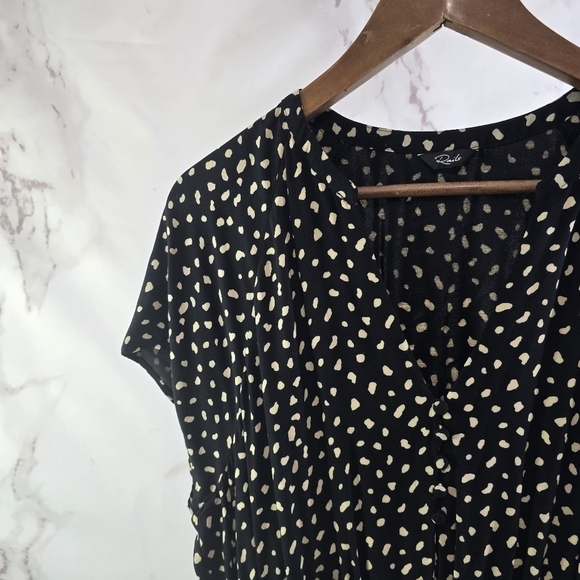 Rails Dress Womens Large Black Polka Dot Karla Ivory Spots Button Mini Smocked - Picture 3 of 15